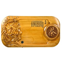 茶盘橡木雕刻整板茶托盘茶台平板排水茶海 颜色图案可定制 物流发货