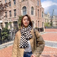 国内贸易   韩版针织棋格2021围巾女秋冬季网红同款格子双面长款保暖围脖