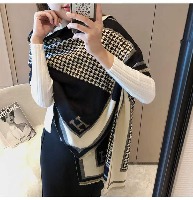国内贸易   韩版秋冬新款仿羊绒围巾女千鸟格字母超大两用披肩加厚保暖围脖