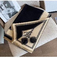 国内贸易   韩版秋冬新款仿羊绒围巾女千鸟格字母超大两用披肩加厚保暖围脖