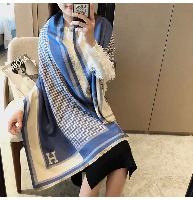 国内贸易   韩版秋冬新款仿羊绒围巾女千鸟格字母超大两用披肩加厚保暖围脖