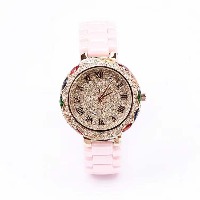 国内贸易    潮牌玛莉新款    陶瓷表带女士时尚耐用轻奢七彩满钻个性手表