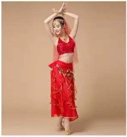 国内贸易  新款肚皮舞服装演出服   印度舞蹈服装成人肚皮舞套装表演服练功服（颜色备注五件套））