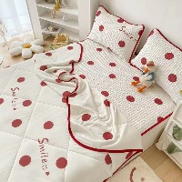 国内贸易   夏季乳胶凉席三件套夏被家用可水洗折叠式冰丝软席学生宿舍席子（颜色备注尺码   180*200cm））