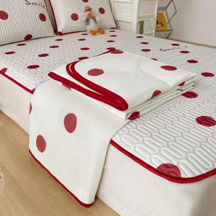 国内贸易   夏季乳胶凉席三件套夏被家用可水洗折叠式冰丝软席学生宿舍席子（颜色备注尺码   180*200cm））